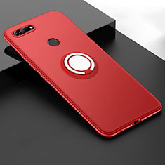 Silikon Hülle Handyhülle Ultra Dünn Schutzhülle Tasche Silikon mit Magnetisch Fingerring Ständer T01 für Huawei Honor V20 Rot