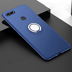 Silikon Hülle Handyhülle Ultra Dünn Schutzhülle Tasche Silikon mit Magnetisch Fingerring Ständer T01 für Huawei Honor View 20 Blau