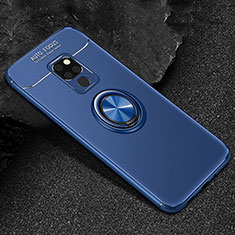 Silikon Hülle Handyhülle Ultra Dünn Schutzhülle Tasche Silikon mit Magnetisch Fingerring Ständer T01 für Huawei Mate 20 Blau