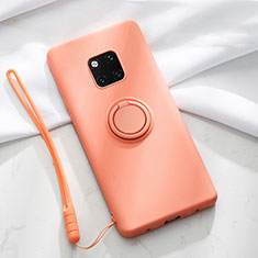 Silikon Hülle Handyhülle Ultra Dünn Schutzhülle Tasche Silikon mit Magnetisch Fingerring Ständer T01 für Huawei Mate 20 Pro Orange