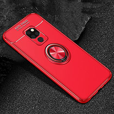 Silikon Hülle Handyhülle Ultra Dünn Schutzhülle Tasche Silikon mit Magnetisch Fingerring Ständer T01 für Huawei Mate 20 Rot