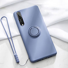 Silikon Hülle Handyhülle Ultra Dünn Schutzhülle Tasche Silikon mit Magnetisch Fingerring Ständer T01 für Huawei P20 Pro Violett