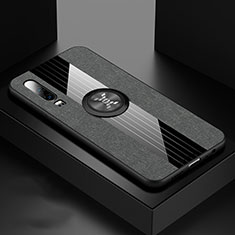 Silikon Hülle Handyhülle Ultra Dünn Schutzhülle Tasche Silikon mit Magnetisch Fingerring Ständer T01 für Huawei P30 Grau
