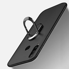 Silikon Hülle Handyhülle Ultra Dünn Schutzhülle Tasche Silikon mit Magnetisch Fingerring Ständer T01 für Huawei P30 Lite Schwarz