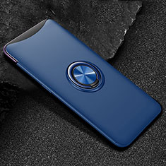 Silikon Hülle Handyhülle Ultra Dünn Schutzhülle Tasche Silikon mit Magnetisch Fingerring Ständer T01 für Oppo Find X Blau