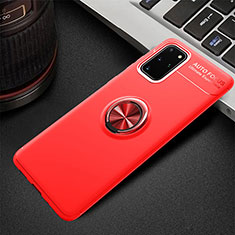 Silikon Hülle Handyhülle Ultra Dünn Schutzhülle Tasche Silikon mit Magnetisch Fingerring Ständer T01 für Samsung Galaxy S20 Plus 5G Rot