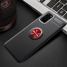 Silikon Hülle Handyhülle Ultra Dünn Schutzhülle Tasche Silikon mit Magnetisch Fingerring Ständer T01 für Samsung Galaxy S20 Plus 5G Rot und Schwarz