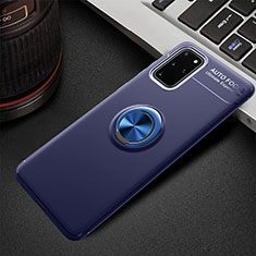 Silikon Hülle Handyhülle Ultra Dünn Schutzhülle Tasche Silikon mit Magnetisch Fingerring Ständer T01 für Samsung Galaxy S20 Plus Blau