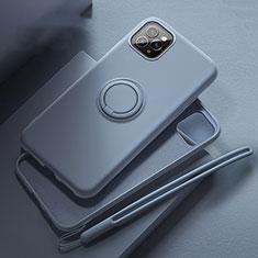 Silikon Hülle Handyhülle Ultra Dünn Schutzhülle Tasche Silikon mit Magnetisch Fingerring Ständer T02 für Apple iPhone 11 Pro Max Grau