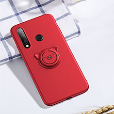 Silikon Hülle Handyhülle Ultra Dünn Schutzhülle Tasche Silikon mit Magnetisch Fingerring Ständer T02 für Huawei Honor 20 Lite Rot