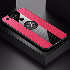 Silikon Hülle Handyhülle Ultra Dünn Schutzhülle Tasche Silikon mit Magnetisch Fingerring Ständer T02 für Huawei Honor V20 Rot