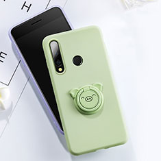 Silikon Hülle Handyhülle Ultra Dünn Schutzhülle Tasche Silikon mit Magnetisch Fingerring Ständer T02 für Huawei P Smart+ Plus (2019) Grün