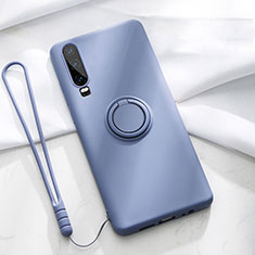 Silikon Hülle Handyhülle Ultra Dünn Schutzhülle Tasche Silikon mit Magnetisch Fingerring Ständer T02 für Huawei P30 Violett