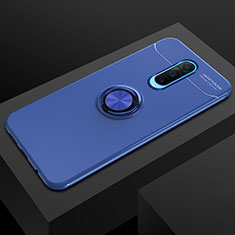 Silikon Hülle Handyhülle Ultra Dünn Schutzhülle Tasche Silikon mit Magnetisch Fingerring Ständer T02 für Oppo R17 Pro Blau