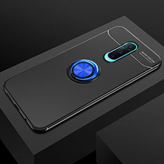 Silikon Hülle Handyhülle Ultra Dünn Schutzhülle Tasche Silikon mit Magnetisch Fingerring Ständer T02 für Oppo R17 Pro Blau und Schwarz