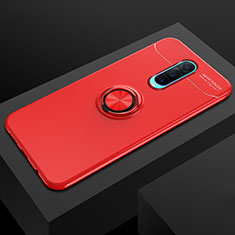 Silikon Hülle Handyhülle Ultra Dünn Schutzhülle Tasche Silikon mit Magnetisch Fingerring Ständer T02 für Oppo R17 Pro Rot