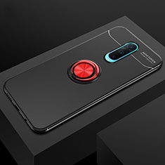 Silikon Hülle Handyhülle Ultra Dünn Schutzhülle Tasche Silikon mit Magnetisch Fingerring Ständer T02 für Oppo R17 Pro Rot und Schwarz