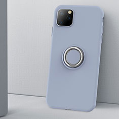 Silikon Hülle Handyhülle Ultra Dünn Schutzhülle Tasche Silikon mit Magnetisch Fingerring Ständer T03 für Apple iPhone 11 Pro Max Grau