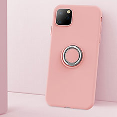 Silikon Hülle Handyhülle Ultra Dünn Schutzhülle Tasche Silikon mit Magnetisch Fingerring Ständer T03 für Apple iPhone 11 Pro Rosa