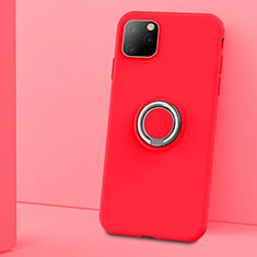 Silikon Hülle Handyhülle Ultra Dünn Schutzhülle Tasche Silikon mit Magnetisch Fingerring Ständer T03 für Apple iPhone 11 Pro Rot