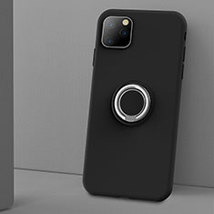 Silikon Hülle Handyhülle Ultra Dünn Schutzhülle Tasche Silikon mit Magnetisch Fingerring Ständer T03 für Apple iPhone 11 Pro Schwarz