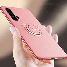 Silikon Hülle Handyhülle Ultra Dünn Schutzhülle Tasche Silikon mit Magnetisch Fingerring Ständer T03 für Huawei Honor 20 Pro Rosa