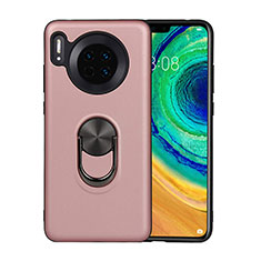 Silikon Hülle Handyhülle Ultra Dünn Schutzhülle Tasche Silikon mit Magnetisch Fingerring Ständer T03 für Huawei Mate 30 Pro 5G Rosegold