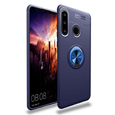 Silikon Hülle Handyhülle Ultra Dünn Schutzhülle Tasche Silikon mit Magnetisch Fingerring Ständer T03 für Huawei P30 Lite Blau