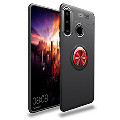Silikon Hülle Handyhülle Ultra Dünn Schutzhülle Tasche Silikon mit Magnetisch Fingerring Ständer T03 für Huawei P30 Lite New Edition Rot und Schwarz