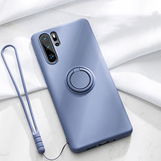 Silikon Hülle Handyhülle Ultra Dünn Schutzhülle Tasche Silikon mit Magnetisch Fingerring Ständer T03 für Huawei P30 Pro New Edition Violett