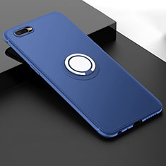 Silikon Hülle Handyhülle Ultra Dünn Schutzhülle Tasche Silikon mit Magnetisch Fingerring Ständer T03 für Oppo R15X Blau