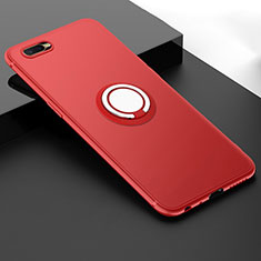 Silikon Hülle Handyhülle Ultra Dünn Schutzhülle Tasche Silikon mit Magnetisch Fingerring Ständer T03 für Oppo R17 Neo Rot