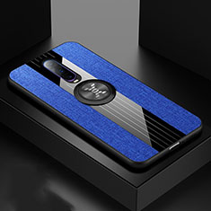 Silikon Hülle Handyhülle Ultra Dünn Schutzhülle Tasche Silikon mit Magnetisch Fingerring Ständer T03 für Oppo R17 Pro Blau