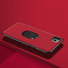 Silikon Hülle Handyhülle Ultra Dünn Schutzhülle Tasche Silikon mit Magnetisch Fingerring Ständer T04 für Apple iPhone 11 Pro Max Rot