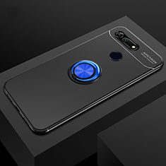 Silikon Hülle Handyhülle Ultra Dünn Schutzhülle Tasche Silikon mit Magnetisch Fingerring Ständer T04 für Huawei Honor View 20 Blau und Schwarz