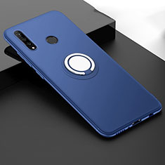 Silikon Hülle Handyhülle Ultra Dünn Schutzhülle Tasche Silikon mit Magnetisch Fingerring Ständer T04 für Huawei P30 Lite Blau