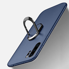 Silikon Hülle Handyhülle Ultra Dünn Schutzhülle Tasche Silikon mit Magnetisch Fingerring Ständer T05 für Huawei P30 Pro Blau