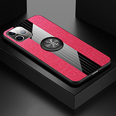 Silikon Hülle Handyhülle Ultra Dünn Schutzhülle Tasche Silikon mit Magnetisch Fingerring Ständer T06 für Apple iPhone 11 Pro Max Rot