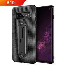 Silikon Hülle Handyhülle Ultra Dünn Schutzhülle Tasche Silikon mit Ständer für Samsung Galaxy S10 Schwarz