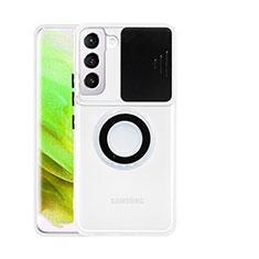Silikon Hülle Handyhülle Ultradünn Schutzhülle Flexible Tasche Durchsichtig Transparent mit Fingerring Ständer A01 für Samsung Galaxy S21 5G Schwarz