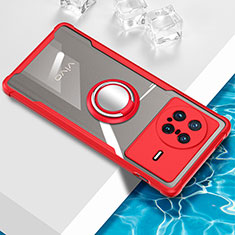 Silikon Hülle Handyhülle Ultradünn Schutzhülle Flexible Tasche Durchsichtig Transparent mit Magnetisch Fingerring Ständer BH1 für Vivo X Note Rot