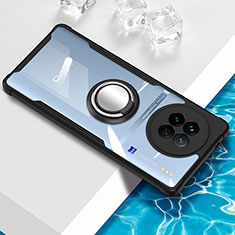Silikon Hülle Handyhülle Ultradünn Schutzhülle Flexible Tasche Durchsichtig Transparent mit Magnetisch Fingerring Ständer BH1 für Vivo X90 5G Schwarz