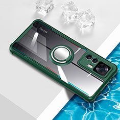 Silikon Hülle Handyhülle Ultradünn Schutzhülle Flexible Tasche Durchsichtig Transparent mit Magnetisch Fingerring Ständer BH1 für Xiaomi Mi 12T Pro 5G Grün