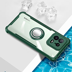 Silikon Hülle Handyhülle Ultradünn Schutzhülle Flexible Tasche Durchsichtig Transparent mit Magnetisch Fingerring Ständer BH1 für Xiaomi Mi 13 Pro 5G Grün