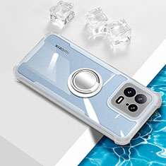 Silikon Hülle Handyhülle Ultradünn Schutzhülle Flexible Tasche Durchsichtig Transparent mit Magnetisch Fingerring Ständer BH1 für Xiaomi Mi 13 Pro 5G Weiß