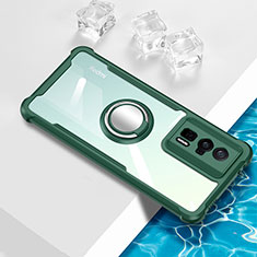 Silikon Hülle Handyhülle Ultradünn Schutzhülle Flexible Tasche Durchsichtig Transparent mit Magnetisch Fingerring Ständer BH1 für Xiaomi Poco F5 Pro 5G Grün