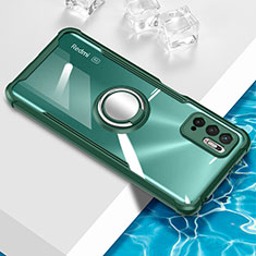 Silikon Hülle Handyhülle Ultradünn Schutzhülle Flexible Tasche Durchsichtig Transparent mit Magnetisch Fingerring Ständer BH1 für Xiaomi POCO M3 Pro 5G Grün