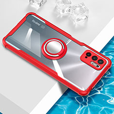 Silikon Hülle Handyhülle Ultradünn Schutzhülle Flexible Tasche Durchsichtig Transparent mit Magnetisch Fingerring Ständer BH1 für Xiaomi Redmi Note 11 SE 5G Rot