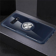 Silikon Hülle Handyhülle Ultradünn Schutzhülle Flexible Tasche Durchsichtig Transparent mit Magnetisch Fingerring Ständer C01 für Samsung Galaxy S10e Blau