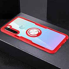 Silikon Hülle Handyhülle Ultradünn Schutzhülle Flexible Tasche Durchsichtig Transparent mit Magnetisch Fingerring Ständer C01 für Xiaomi Redmi Note 8 (2021) Rot